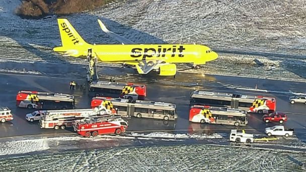 Spirit Airlines Flight Skids Off Runway in Icy Conditions