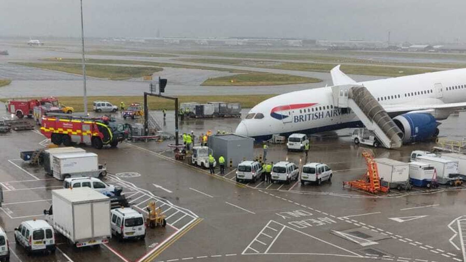 British Airways 787 Nose Gear Collapses