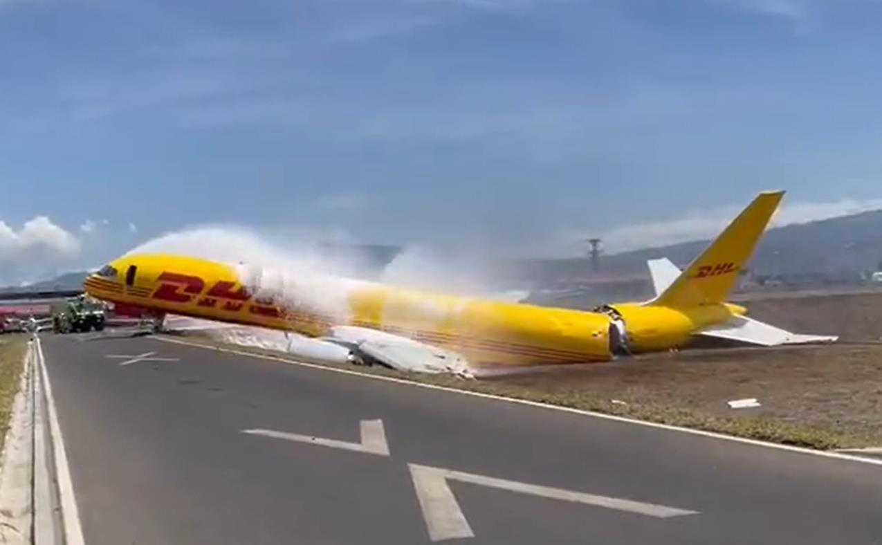 DHL Plane Splits In Half During Emergency Landing