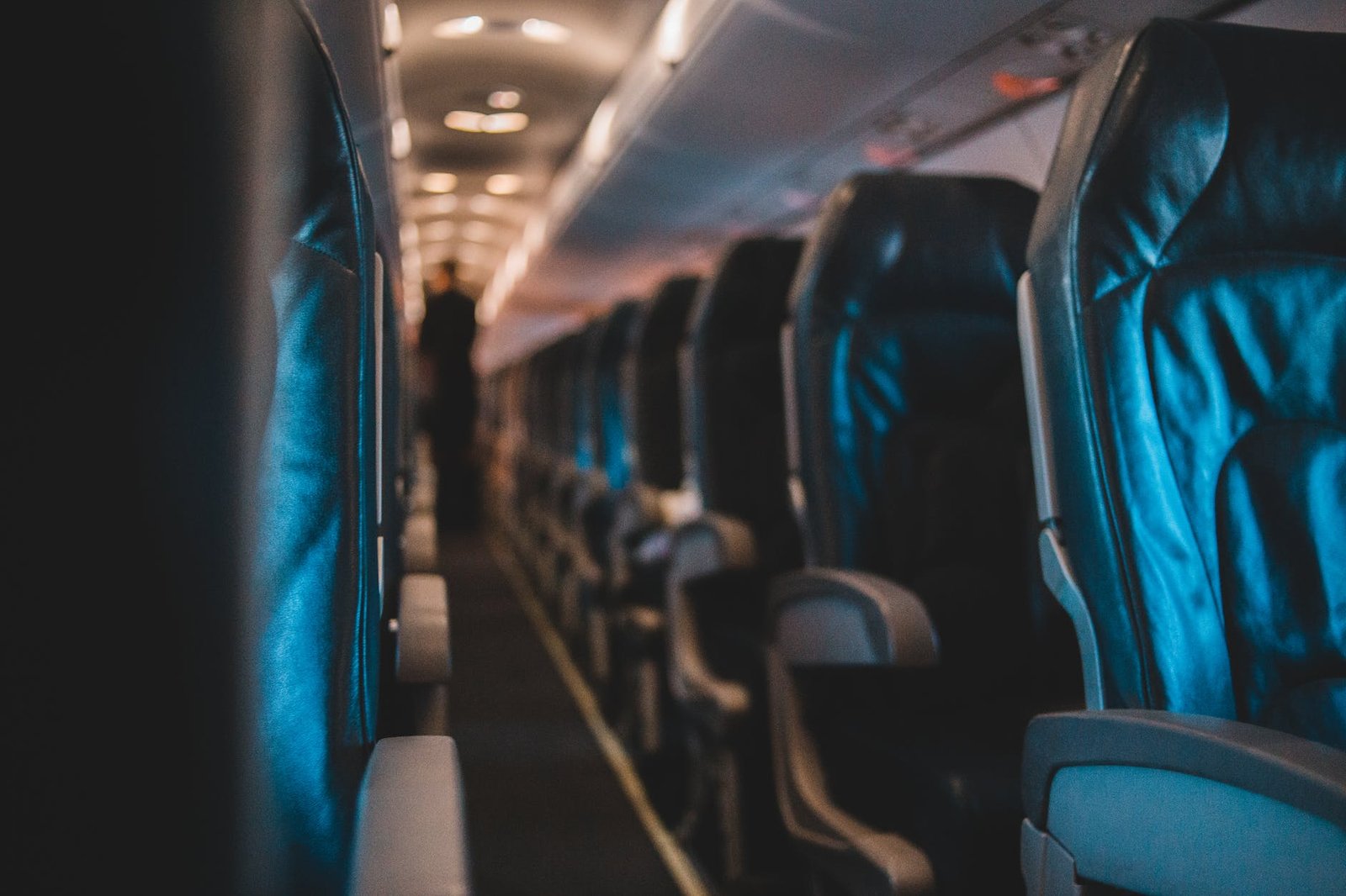 black seats in airplane
