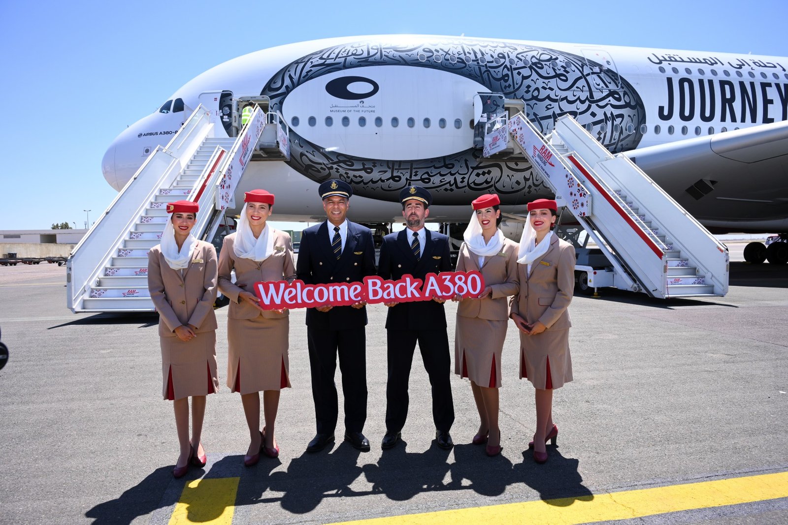 Emirates Airbus A380 Returns to Casablanca Airport