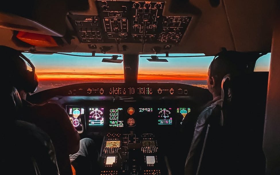 pilots in cockpit