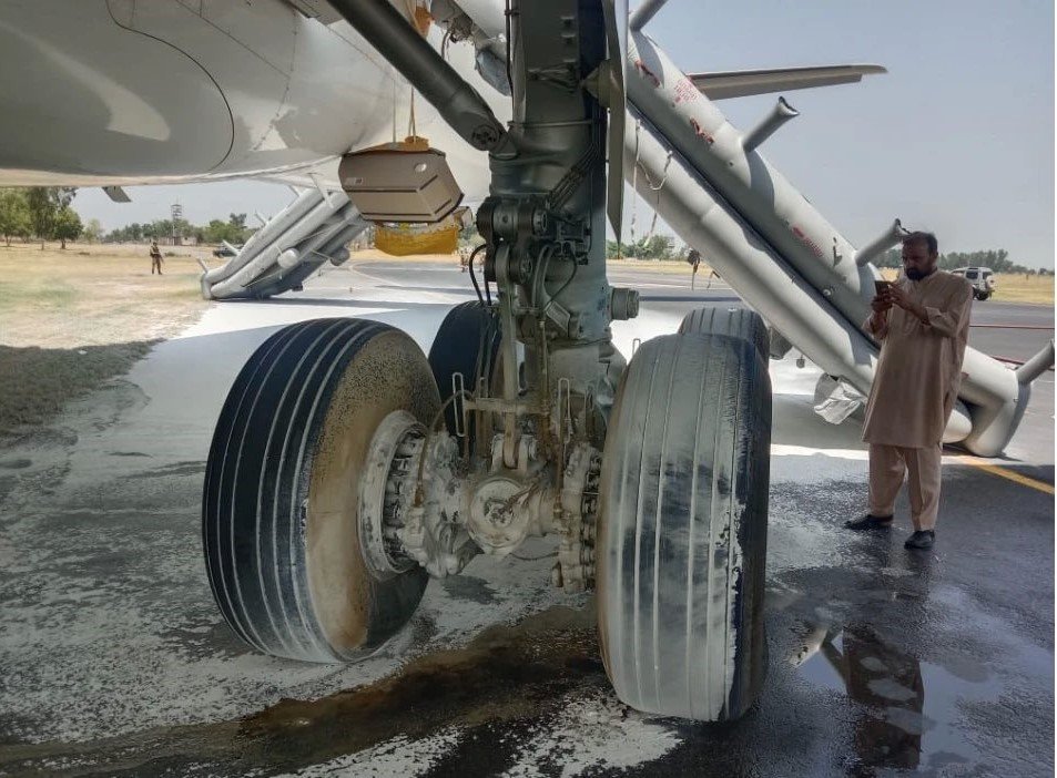Breaking: Saudi Airlines Flight 792 Landing Gear Catches Fire in Peshawar