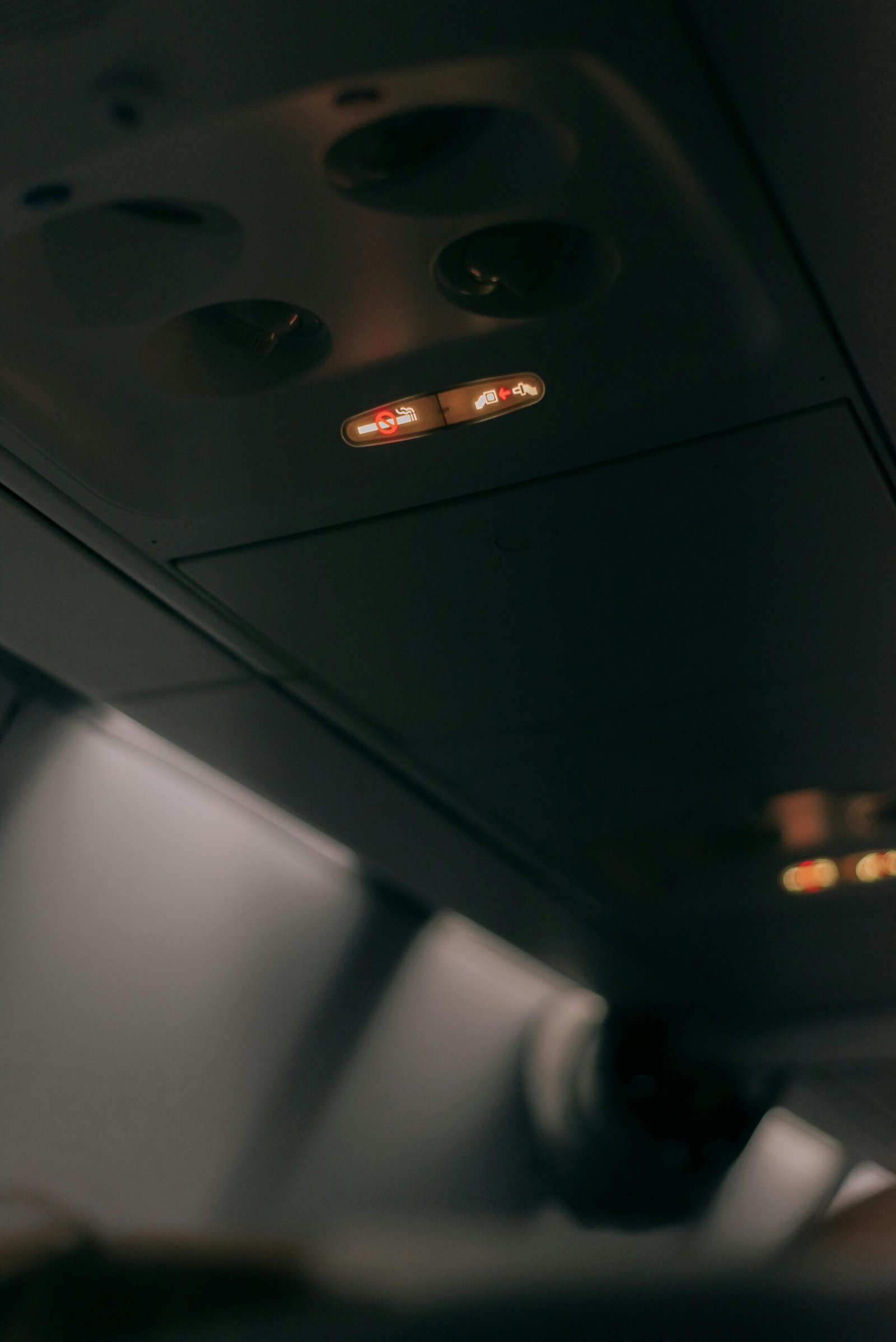 No Smoking signs on aircraft