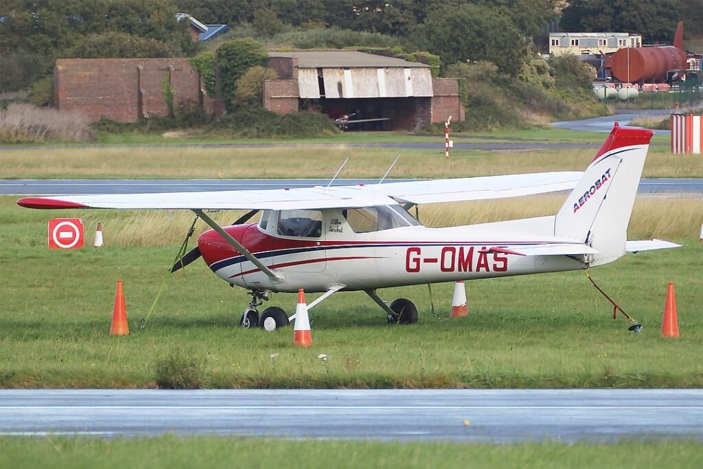 Cessna A150M, G-OMAS before storm damage.
