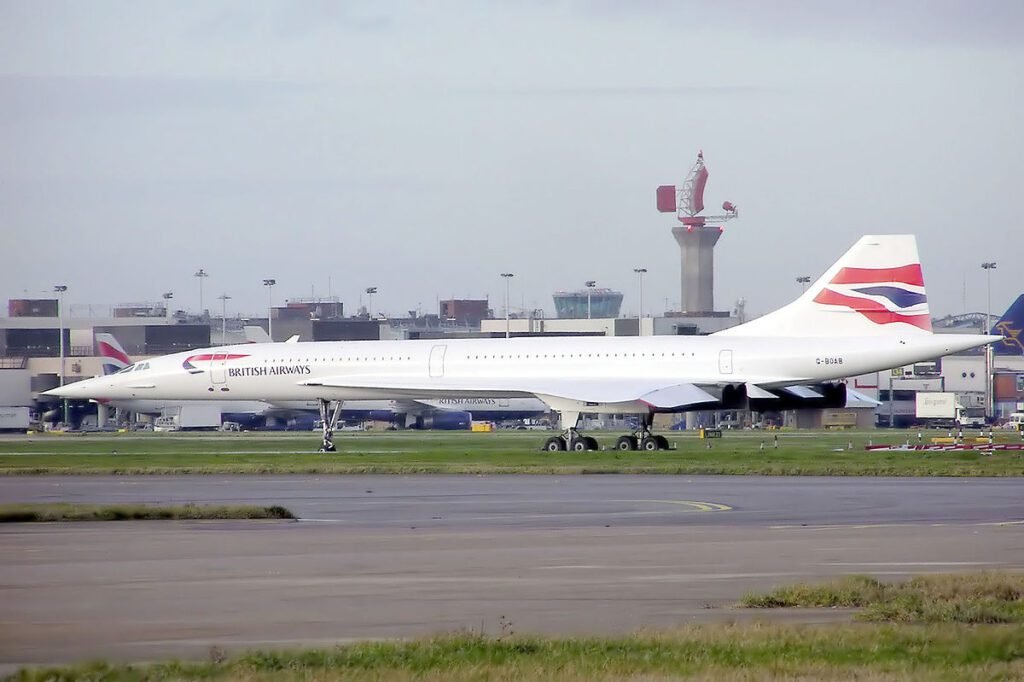 Concorde G-BOAB in storage at London (Heathrow) Airport